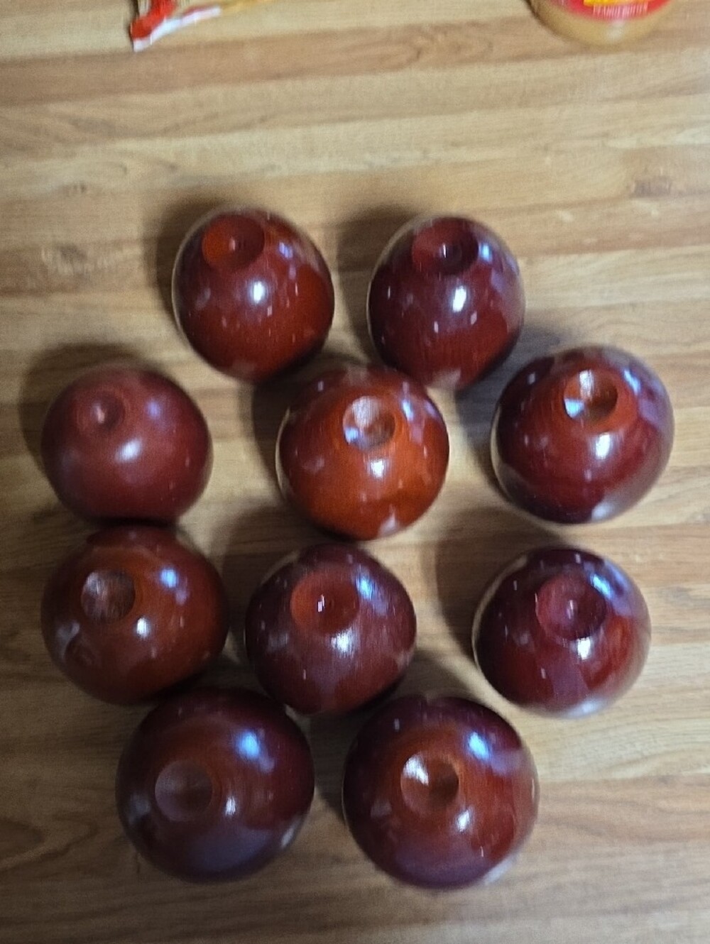 Decorative Wooden Apple Accents in Deep Brown - Set of 10 - Picture 5 of 7